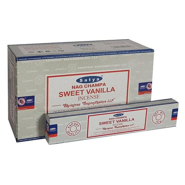 Set of 12 Packets of Sweet Vanilla Incense Sticks by Satya - Home Decor Emporium