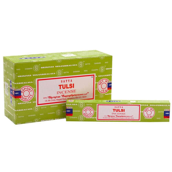 Set of 12 Packets of Tulsi Incense Sticks by Satya - Home Decor Emporium