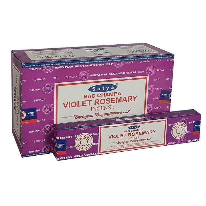 Set of 12 Packets of Violet Rosemary Incense Sticks by Satya - Home Decor Emporium