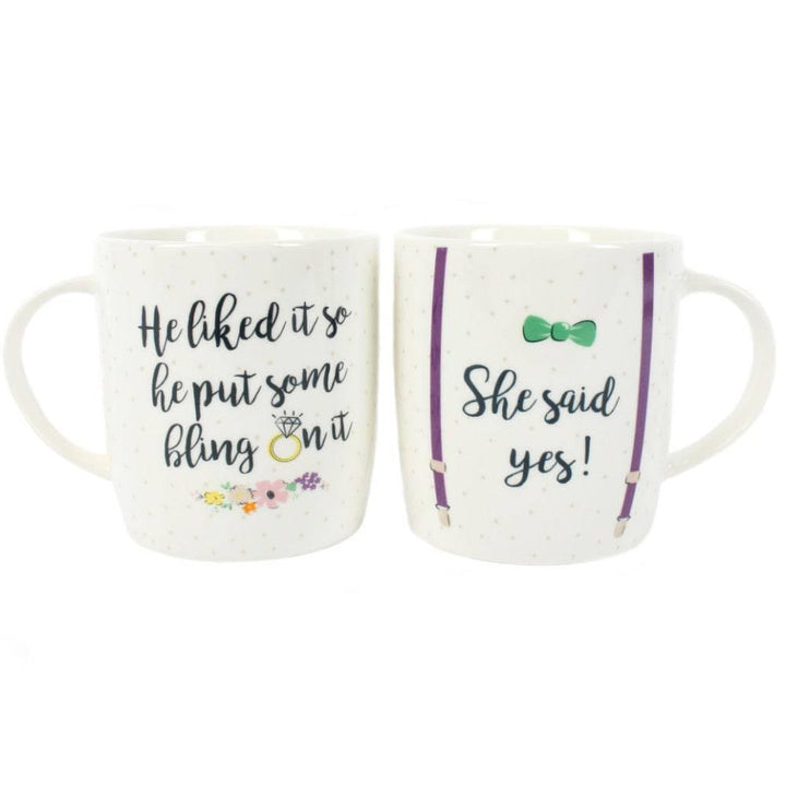 Set of 2 She Said Yes Mugs - Home Decor Emporium