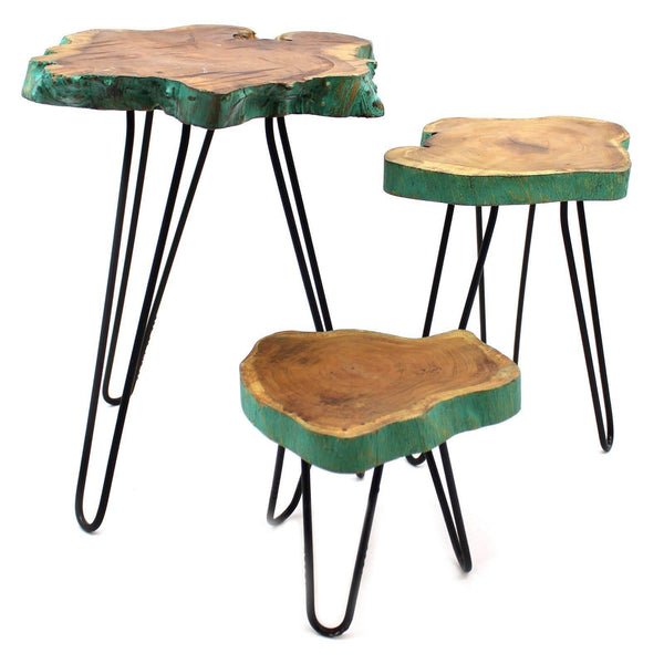 Set of 3 Gamal Wood Plant Stands - Greenwash - Home Decor Emporium