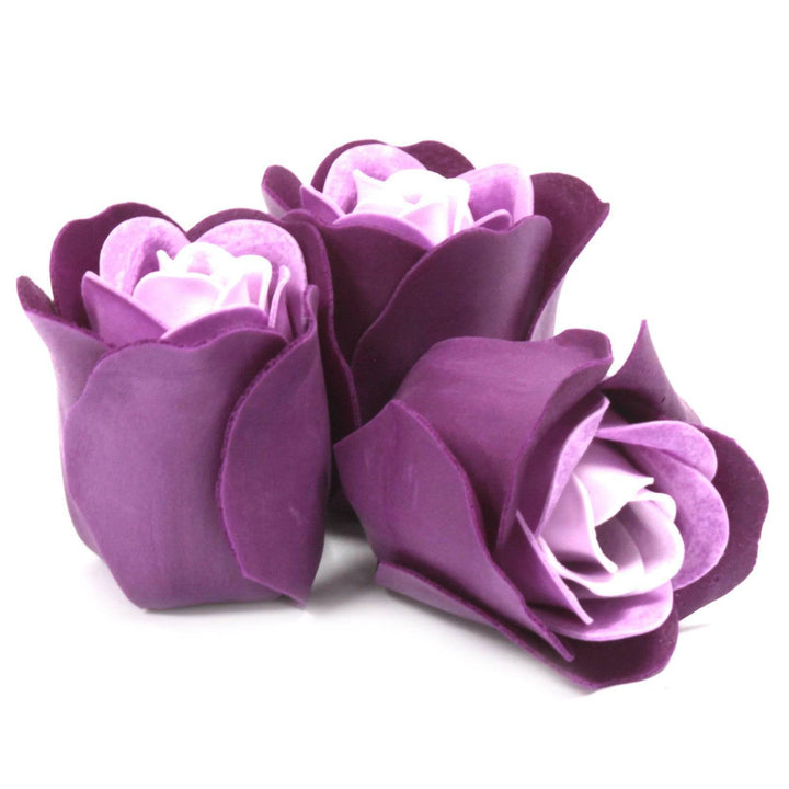 Set of 3 Soap Flower Heart Box - Lavender Roses - Home Decor Emporium