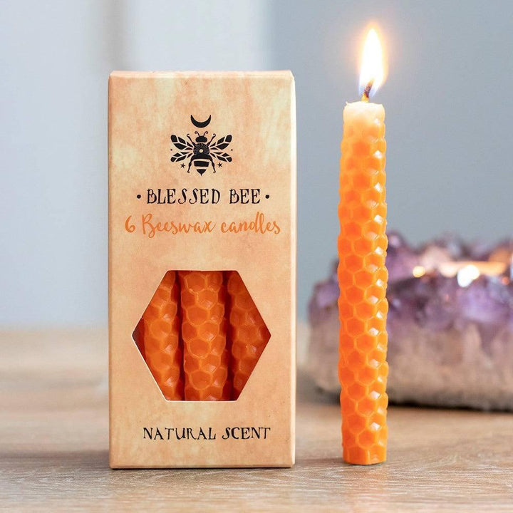 Set of 6 Orange Beeswax Spell Candles - Home Decor Emporium