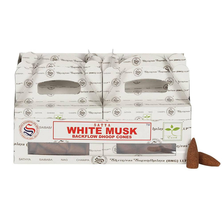 Set of 6 Packets of White Musk Backflow Dhoop Cones by Satya - Home Decor Emporium