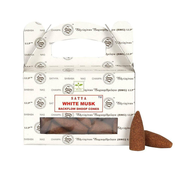 Set of 6 Packets of White Musk Backflow Dhoop Cones by Satya - Home Decor Emporium