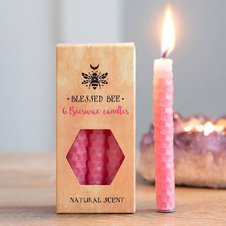 Set of 6 Pink Beeswax Spell Candles - Home Decor Emporium