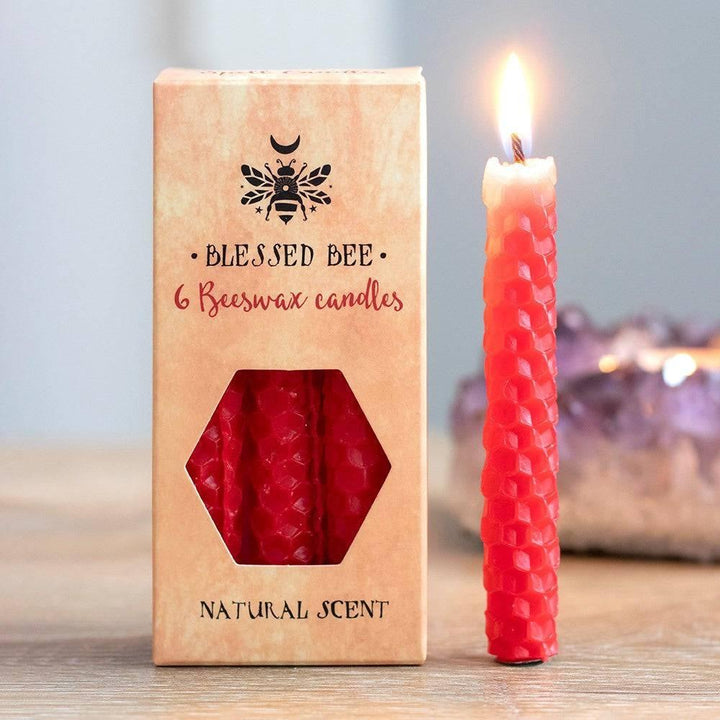 Set of 6 Red Beeswax Spell Candles - Home Decor Emporium