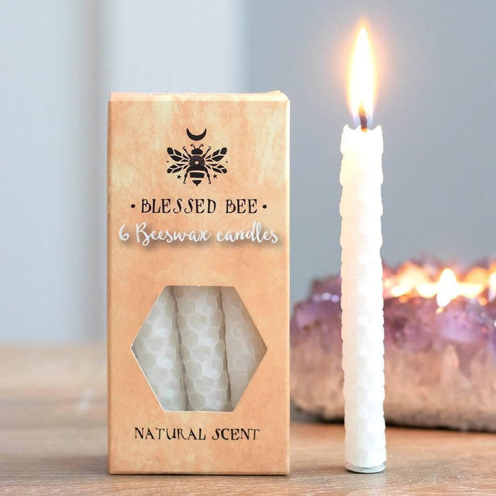 Set of 6 White Beeswax Spell Candles - Home Decor Emporium