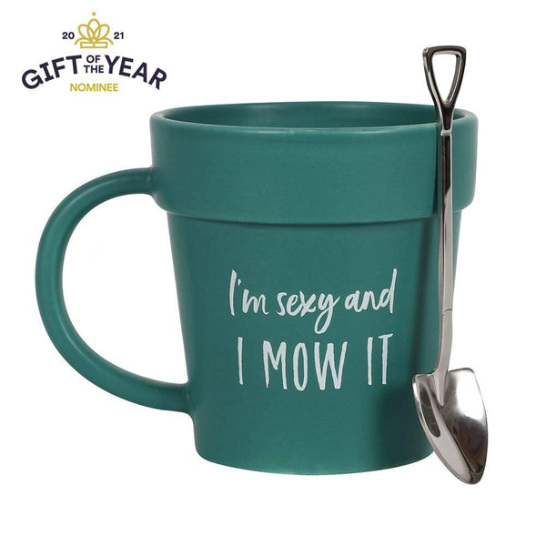 Sexy and I Mow It Pot Mug and Shovel Spoon - Home Decor Emporium