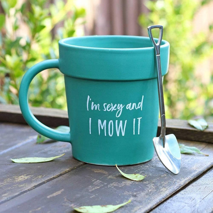 Sexy and I Mow It Pot Mug and Shovel Spoon - Home Decor Emporium