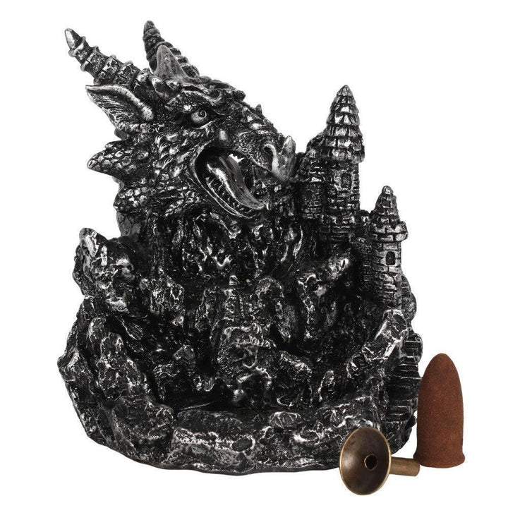 Silver Dragon Backflow Incense Burner With Light - Home Decor Emporium