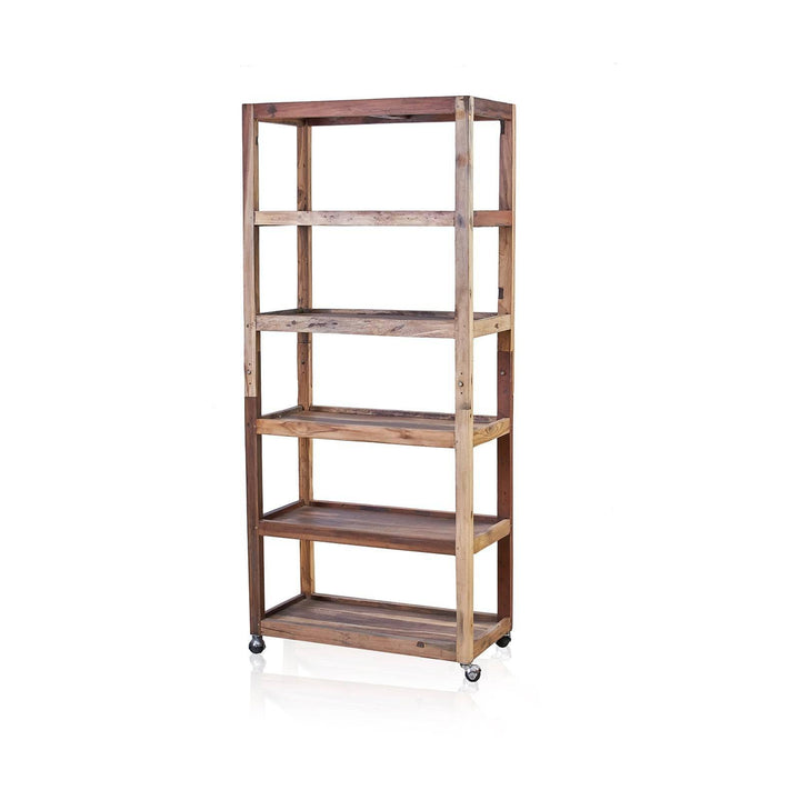 Six Shelf Display with Casters - Recycled Wood - Home Decor Emporium