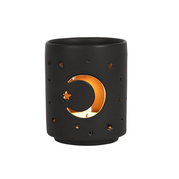 Small Black Mystical Moon Cut Out Tealight Holder - Home Decor Emporium