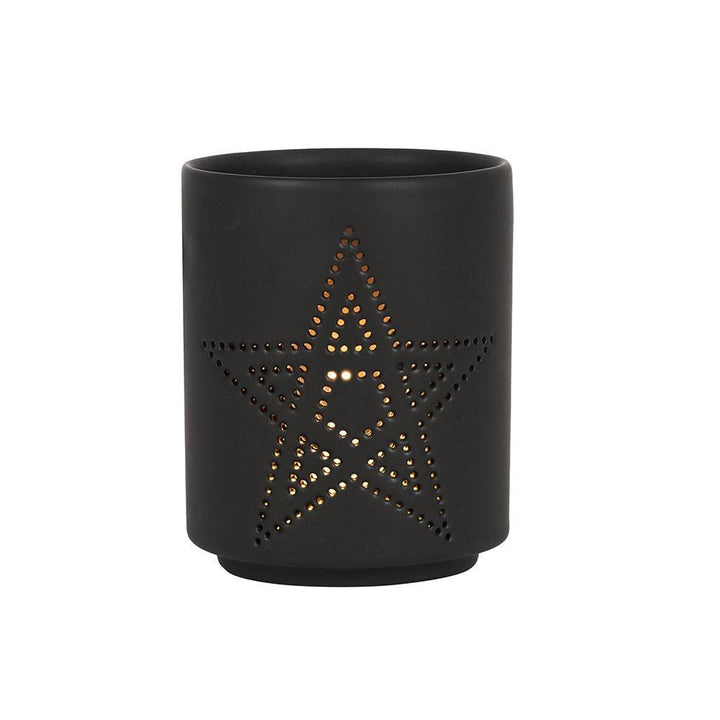 Small Black Pentagram Cut Out Tealight Holder - Home Decor Emporium