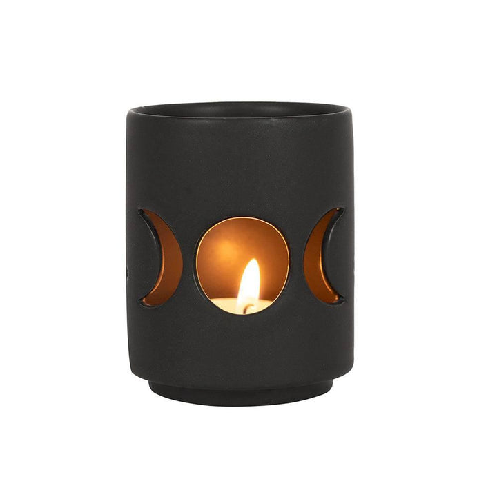 Small Black Triple Moon Cut Out Tealight Holder - Home Decor Emporium