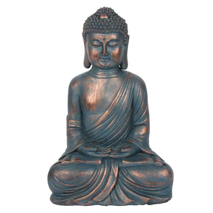 Small Blue Hands in Lap Sitting Buddha - Home Decor Emporium