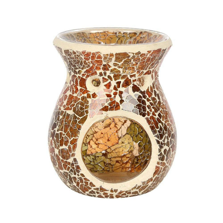 Small Brown Crackle Oil Burner - Home Decor Emporium