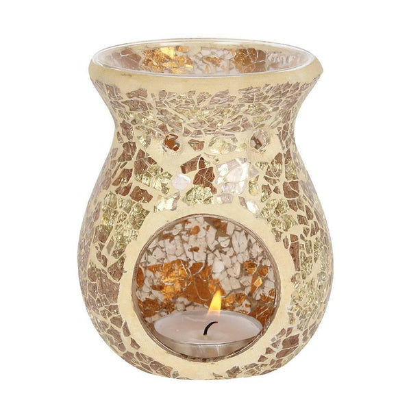 Small Gold Crackle Glass Oil Burner - Home Decor Emporium