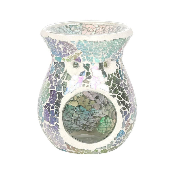 Small Light Blue Iridescent Crackle Oil Burner - Home Decor Emporium