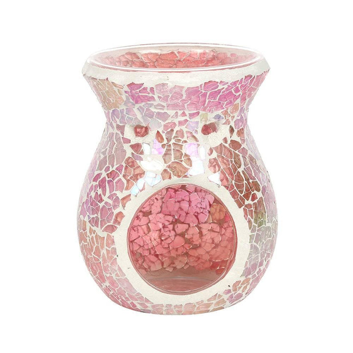 Small Pink Iridescent Crackle Oil Burner - Home Decor Emporium