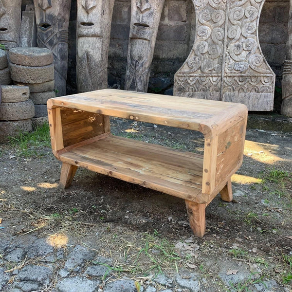 Small Round Coffee Table - Recycled Wood - Home Decor Emporium