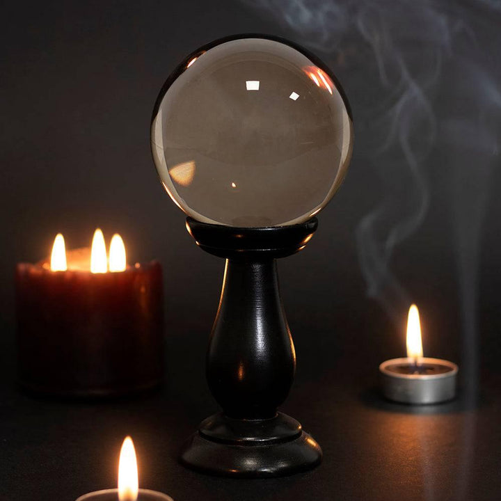 Small Smoke Grey Crystal Ball on Stand - Home Decor Emporium