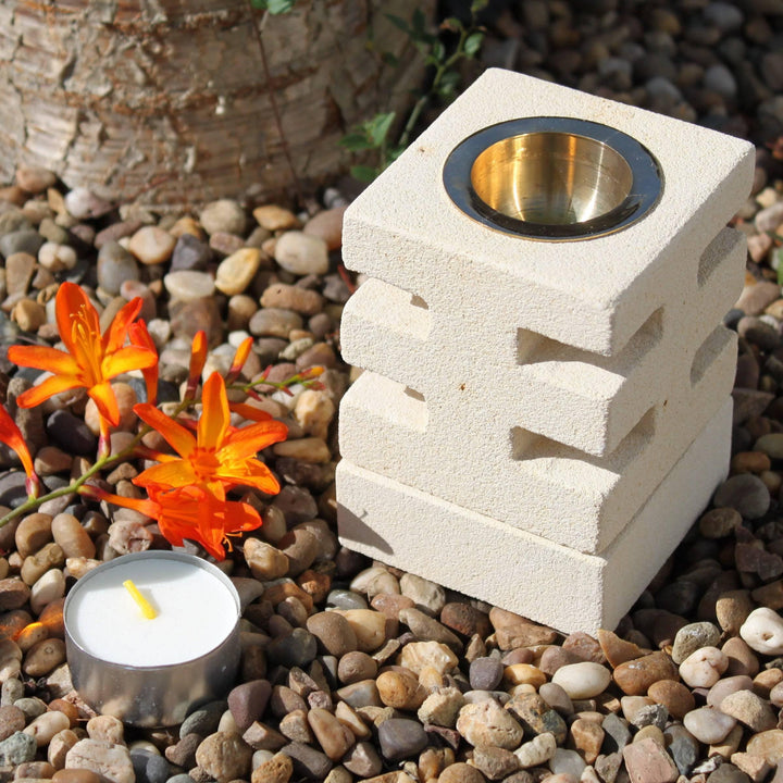 Stone Oil Burner - Abstract Cuts - Home Decor Emporium