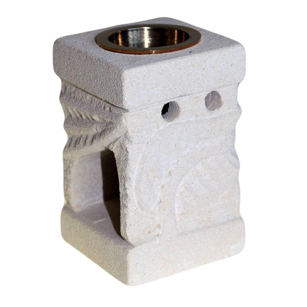 Stone Oil Burner - Carved Leaf - Home Decor Emporium