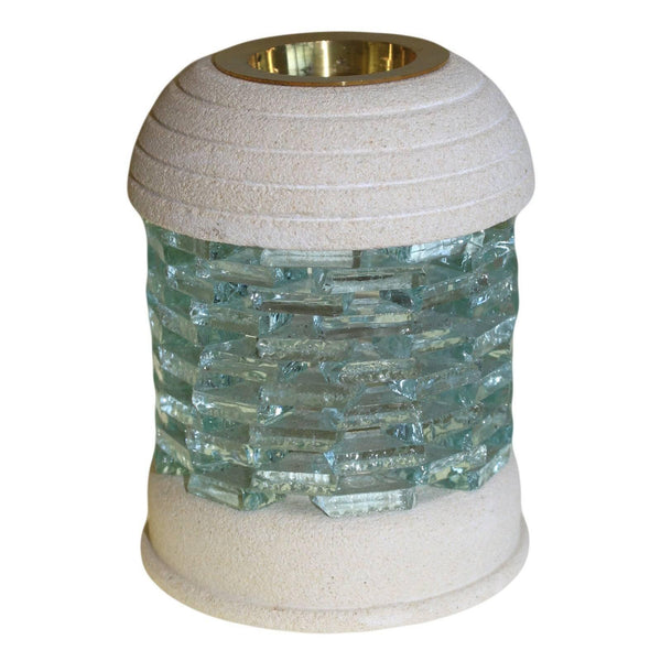 Stone Oil Burner - Round Glass Brick - Home Decor Emporium