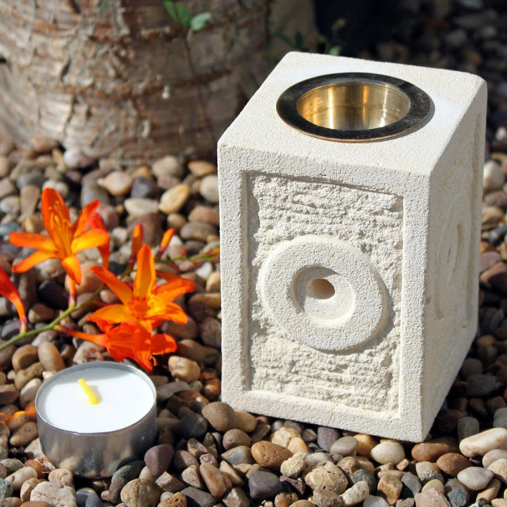 Stone Oil Burner - Square Moorish - Home Decor Emporium