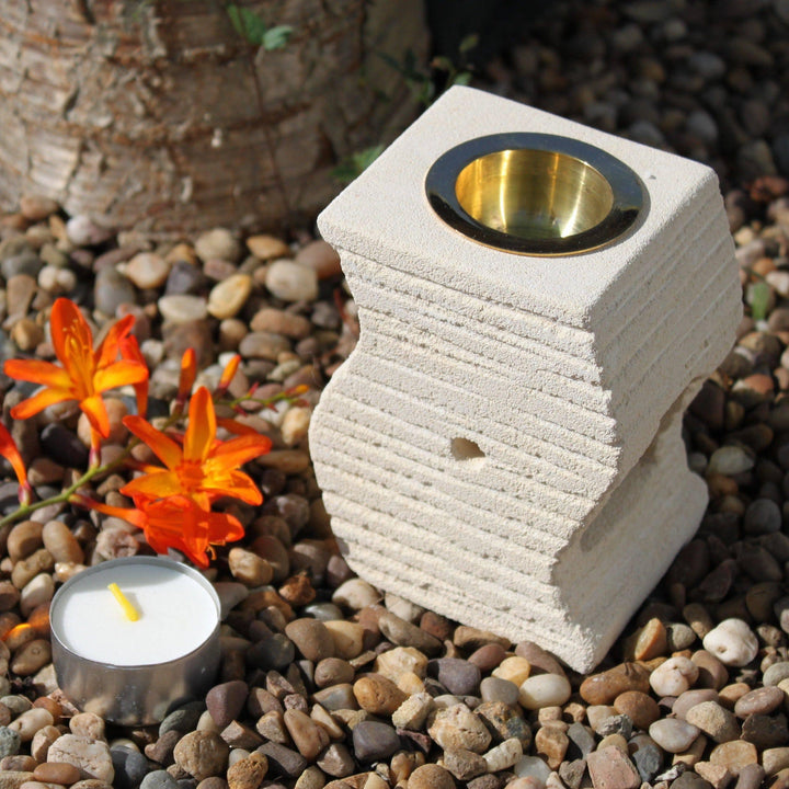 Stone Oil Burner - Stepped Wave - Home Decor Emporium