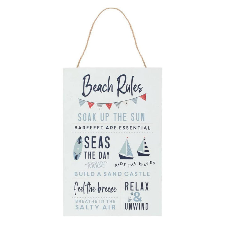 Surf's Up Beach Rules Hanging Sign - Home Decor Emporium