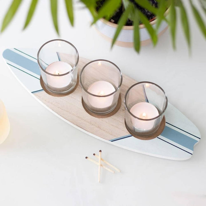 Surfboard Triple Tealight Holder - Home Decor Emporium