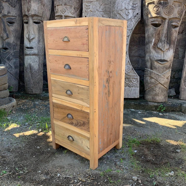 Tall set of 5 Draws - Recycled Wood - Home Decor Emporium