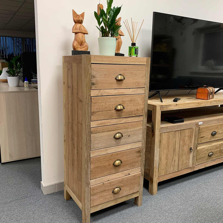 Tall set of 5 Draws - Recycled Wood - Home Decor Emporium