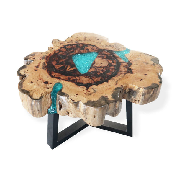 Tamarind and Resin Coffee Table - Aqua - Home Decor Emporium