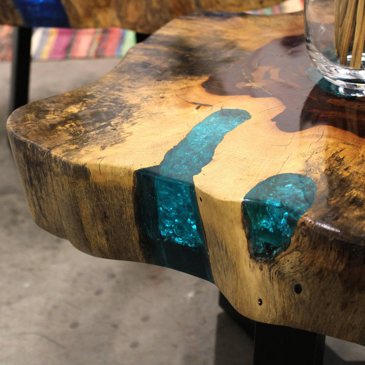 Tamarind and Resin Coffee Table - Aqua - Home Decor Emporium