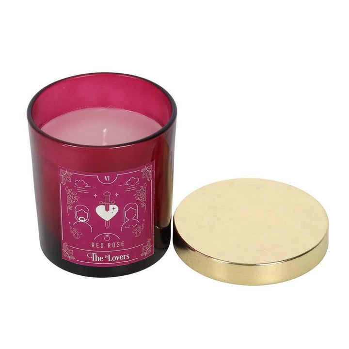 The Lovers Red Rose Tarot Candle - Home Decor Emporium