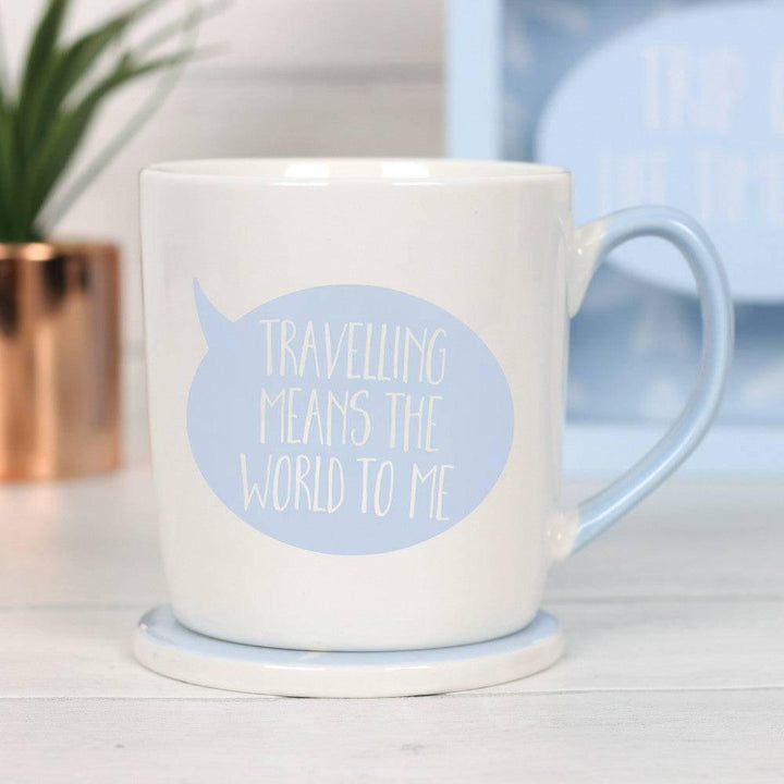 Travelling Means the World to Me Mug and Coaster Set - Home Decor Emporium