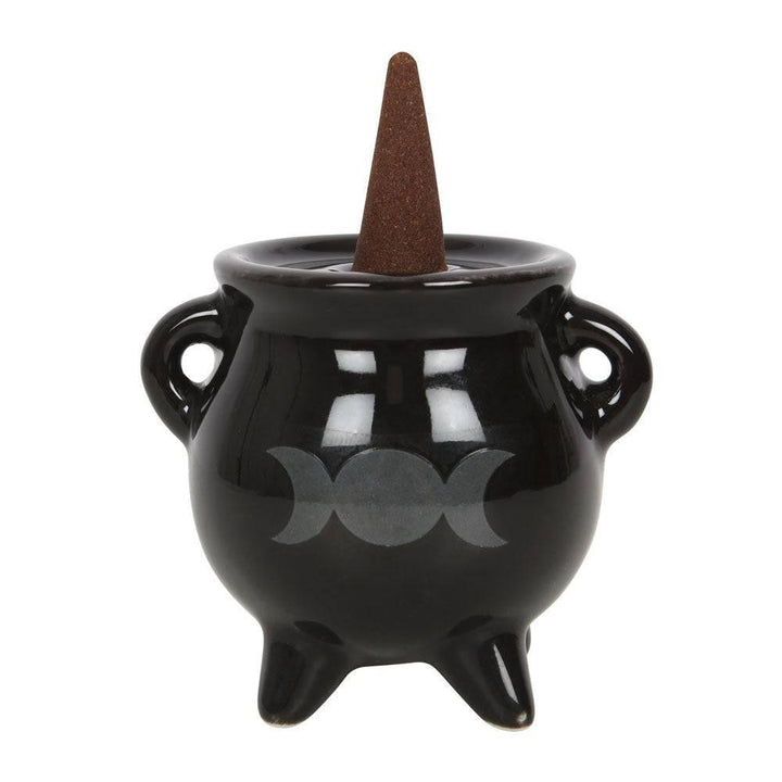 Triple Moon Cauldron Ceramic Incense Holder - Home Decor Emporium