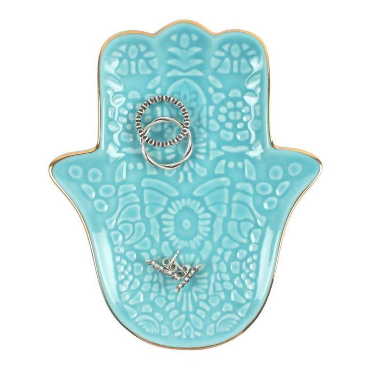 Turquoise Hamsa Hand Jewellery Dish - Home Decor Emporium