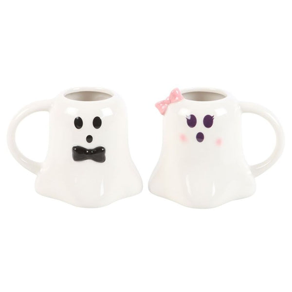 Mr and Mrs Boo Ghost Shaped Mug Set