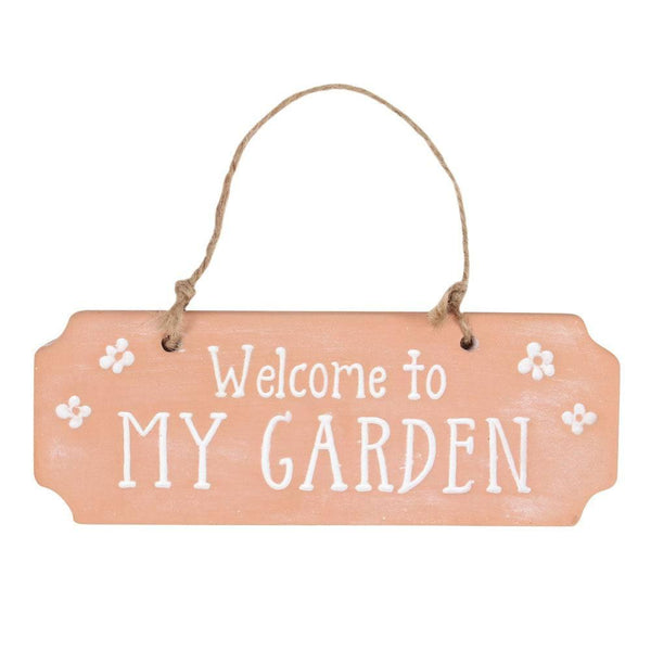 Welcome To My Garden Terracotta Hanging Sign - Home Decor Emporium