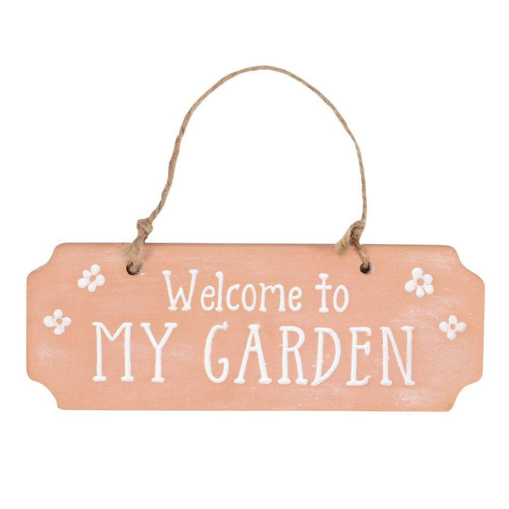 Welcome To My Garden Terracotta Hanging Sign - Home Decor Emporium