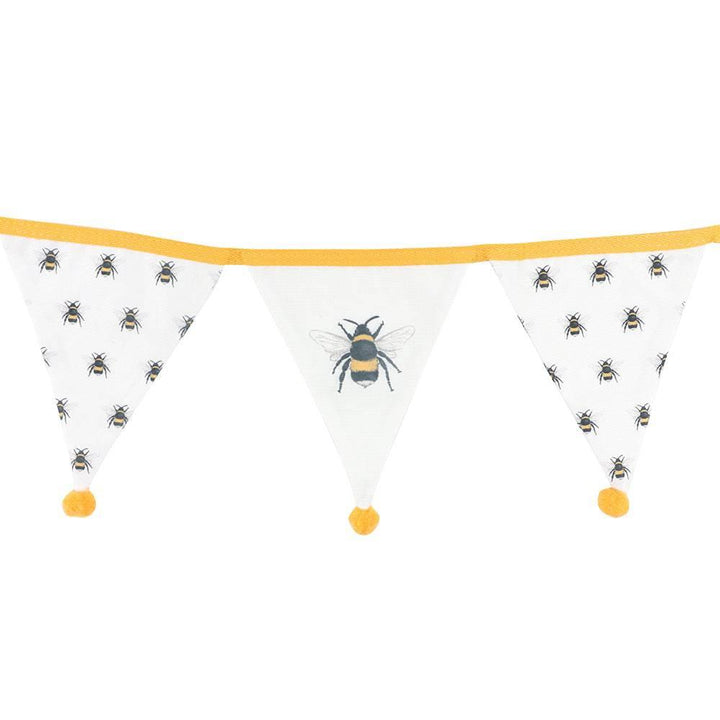 White Alternating Bee Print Fabric Bunting - Home Decor Emporium