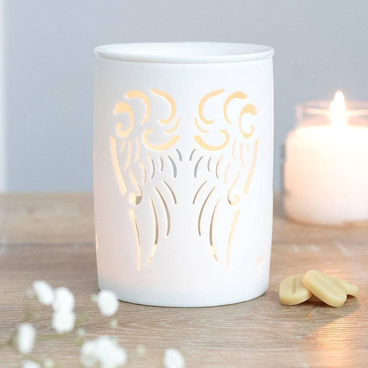 White Angel Wings Cut Out Oil Burner - Home Decor Emporium