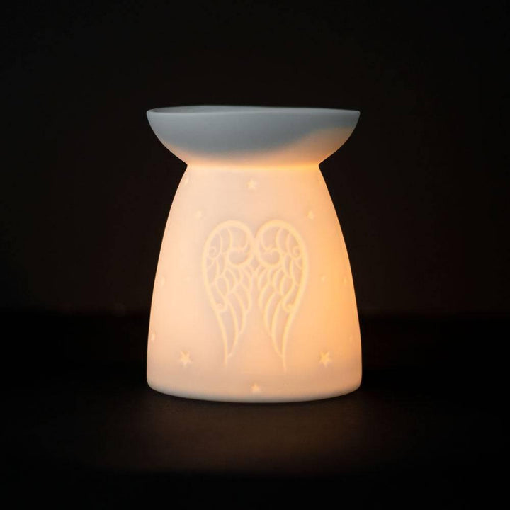 White Ceramic Angel Wings Oil Burner - Home Decor Emporium