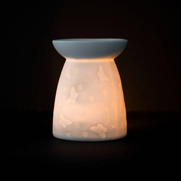 White Ceramic Butterfly Oil Burner - Home Decor Emporium