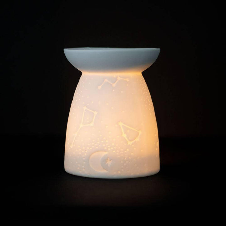 White Ceramic Constellation Oil Burner - Home Decor Emporium