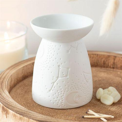 White Ceramic Constellation Oil Burner - Home Decor Emporium